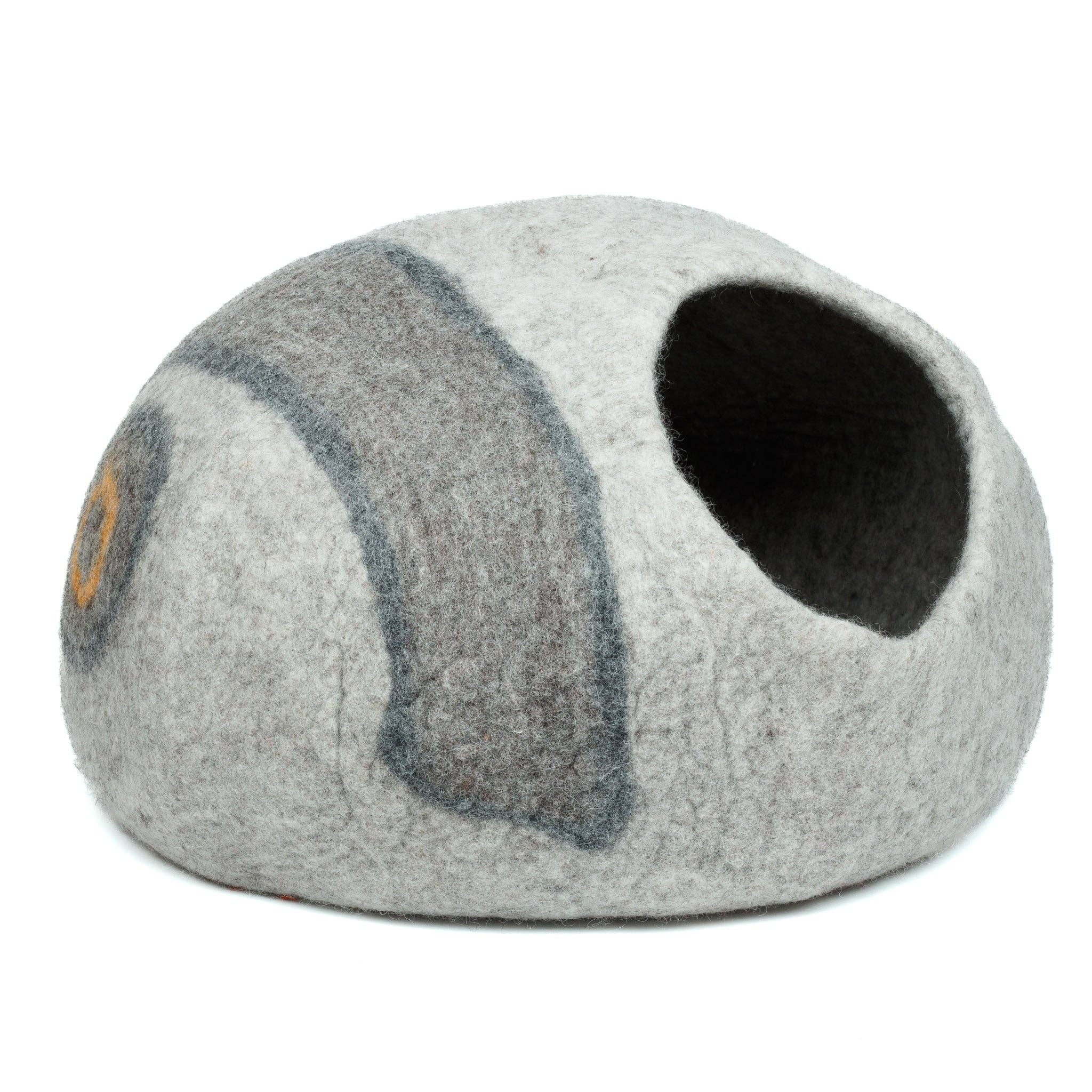 Felt Cat Cave Natural Felt Wool Cat Bed - Bullseye Design